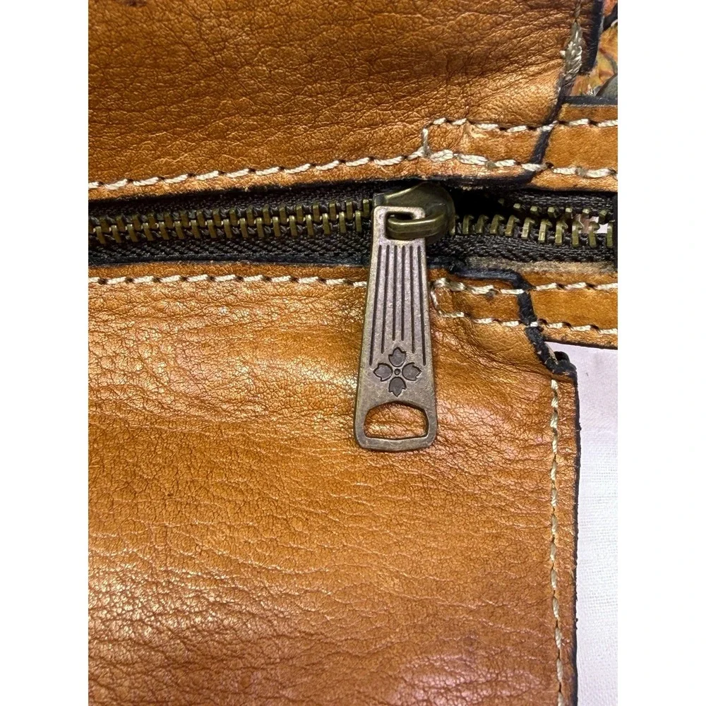 Patricia Nash Enlightened Garden Floral Leather Shoulder Bag Satchel Pleated GUC